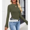 imageZESICA Womens Long Sleeve Shirts 2025 Fall Mock Neck Ribbed Knit Slim Fit Tops Basic Tees Dressy Casual Outfits ClothesArmygreen