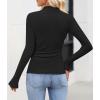 imageZESICA Womens Long Sleeve Shirts 2025 Fall Mock Neck Ribbed Knit Slim Fit Tops Basic Tees Dressy Casual Outfits ClothesBlack