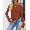imageZESICA Womens Long Sleeve Shirts 2025 Fall Mock Neck Ribbed Knit Slim Fit Tops Basic Tees Dressy Casual Outfits ClothesBrick