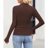 imageZESICA Womens Long Sleeve Shirts 2025 Fall Mock Neck Ribbed Knit Slim Fit Tops Basic Tees Dressy Casual Outfits ClothesDarkbrown