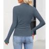 imageZESICA Womens Long Sleeve Shirts 2025 Fall Mock Neck Ribbed Knit Slim Fit Tops Basic Tees Dressy Casual Outfits ClothesDustyblue