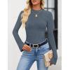 imageZESICA Womens Long Sleeve Shirts 2025 Fall Mock Neck Ribbed Knit Slim Fit Tops Basic Tees Dressy Casual Outfits ClothesDustyblue