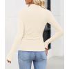 imageZESICA Womens Long Sleeve Shirts 2025 Fall Mock Neck Ribbed Knit Slim Fit Tops Basic Tees Dressy Casual Outfits ClothesIvory