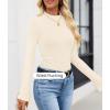 imageZESICA Womens Long Sleeve Shirts 2025 Fall Mock Neck Ribbed Knit Slim Fit Tops Basic Tees Dressy Casual Outfits ClothesIvory