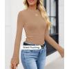imageZESICA Womens Long Sleeve Shirts 2025 Fall Mock Neck Ribbed Knit Slim Fit Tops Basic Tees Dressy Casual Outfits ClothesKhaki