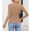 imageZESICA Womens Long Sleeve Shirts 2025 Fall Mock Neck Ribbed Knit Slim Fit Tops Basic Tees Dressy Casual Outfits ClothesKhaki