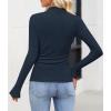 imageZESICA Womens Long Sleeve Shirts 2025 Fall Mock Neck Ribbed Knit Slim Fit Tops Basic Tees Dressy Casual Outfits ClothesNavy