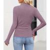 imageZESICA Womens Long Sleeve Shirts 2025 Fall Mock Neck Ribbed Knit Slim Fit Tops Basic Tees Dressy Casual Outfits ClothesPurple