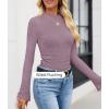 imageZESICA Womens Long Sleeve Shirts 2025 Fall Mock Neck Ribbed Knit Slim Fit Tops Basic Tees Dressy Casual Outfits ClothesPurple