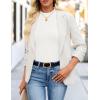 imageZESICA Womens Long Sleeve Shirts 2025 Fall Mock Neck Ribbed Knit Slim Fit Tops Basic Tees Dressy Casual Outfits ClothesWhite