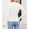imageZESICA Womens Long Sleeve Shirts 2025 Fall Mock Neck Ribbed Knit Slim Fit Tops Basic Tees Dressy Casual Outfits ClothesWhite
