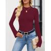 imageZESICA Womens Long Sleeve Shirts 2025 Fall Mock Neck Ribbed Knit Slim Fit Tops Basic Tees Dressy Casual Outfits ClothesWine