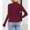 imageZESICA Womens Long Sleeve Shirts 2025 Fall Mock Neck Ribbed Knit Slim Fit Tops Basic Tees Dressy Casual Outfits ClothesWine