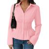 imageZESICA Womens 2025 Fall Long Sleeve Blouse Business Dressy Casual Button Down Shirts Peplum Tops Fashion Trendy ClothesPink