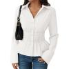 imageZESICA Womens 2025 Fall Long Sleeve Blouse Business Dressy Casual Button Down Shirts Peplum Tops Fashion Trendy ClothesWhite