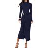 imageZESICA Womens 2025 Fall Long Sleeve Bodycon Dress Mock Neck Wedding Guest Cocktail Party Long Midi DressesNavy
