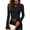 imageZESICA Womens Long Sleeve Shirts 2025 Fall Mock Neck Ribbed Knit Slim Fit Tops Basic Tees Dressy Casual Outfits ClothesBlack