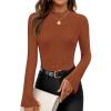 imageZESICA Womens Long Sleeve Shirts 2025 Fall Mock Neck Ribbed Knit Slim Fit Tops Basic Tees Dressy Casual Outfits ClothesBrick