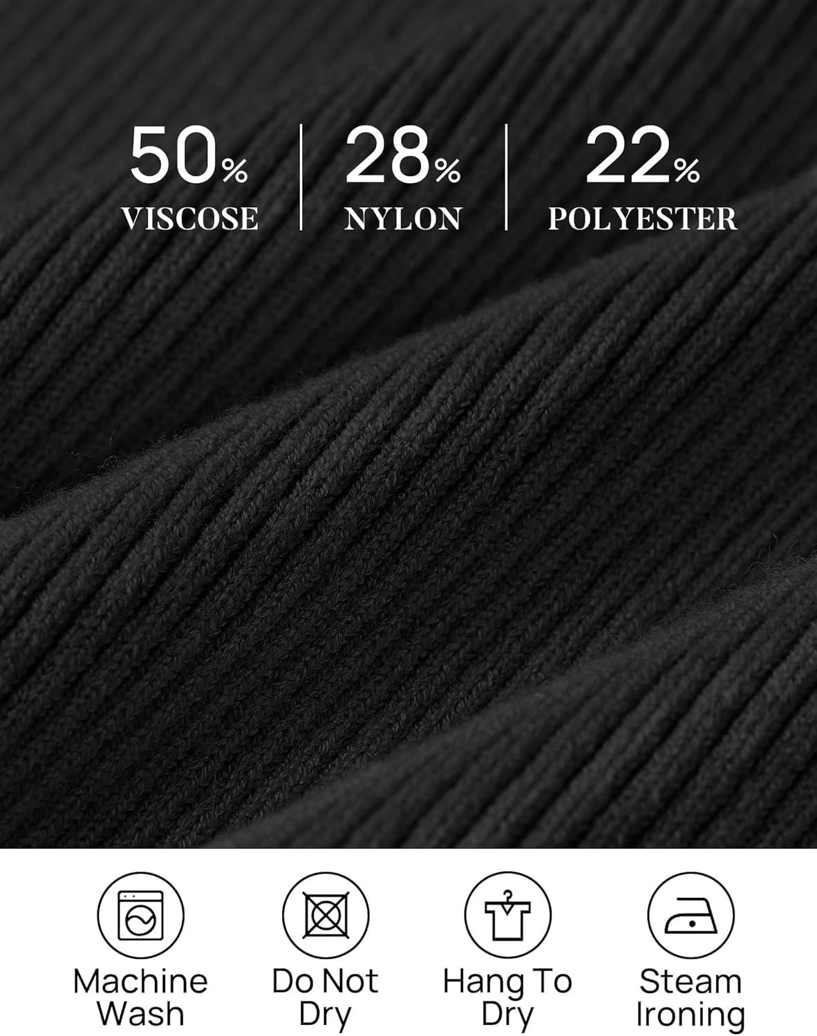 imageZESICA Womens Turtleneck Long Sleeve Shirts 2025 Fall Trendy Tops Slim Fitted Ribbed Knit Basic Casual SweaterBlack