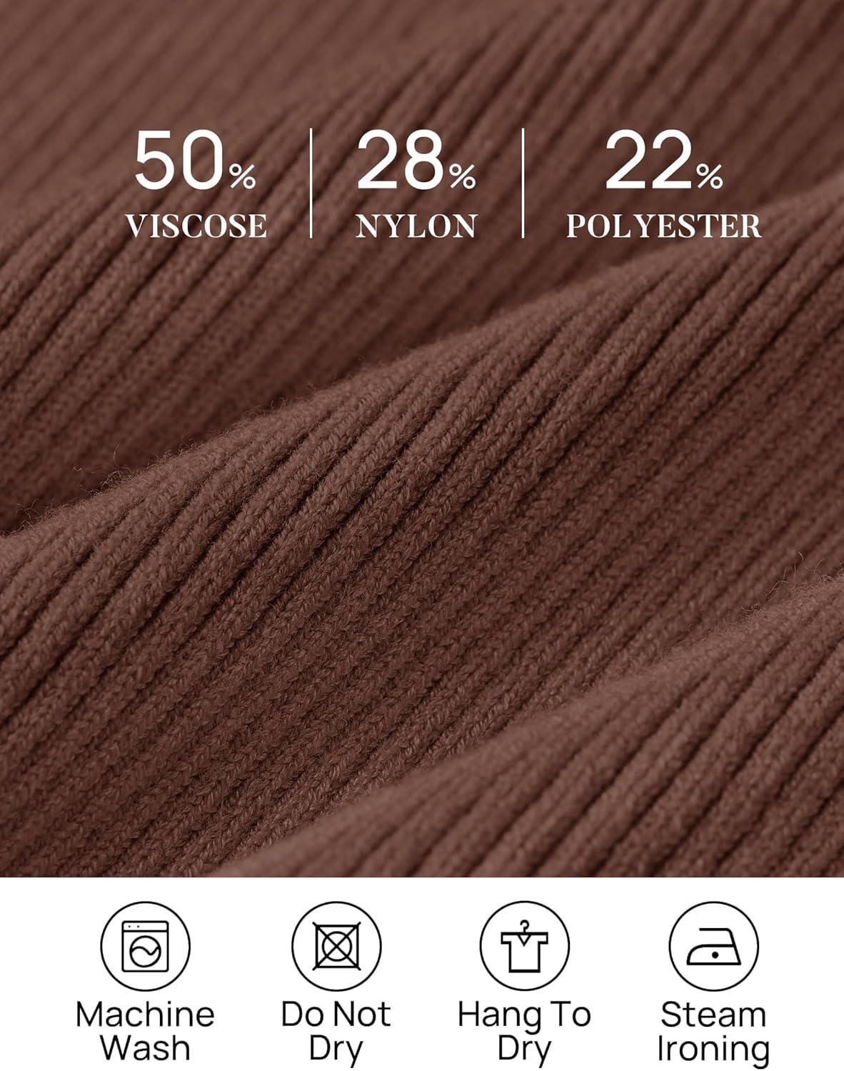 imageZESICA Womens Turtleneck Long Sleeve Shirts 2025 Fall Trendy Tops Slim Fitted Ribbed Knit Basic Casual SweaterCoffee