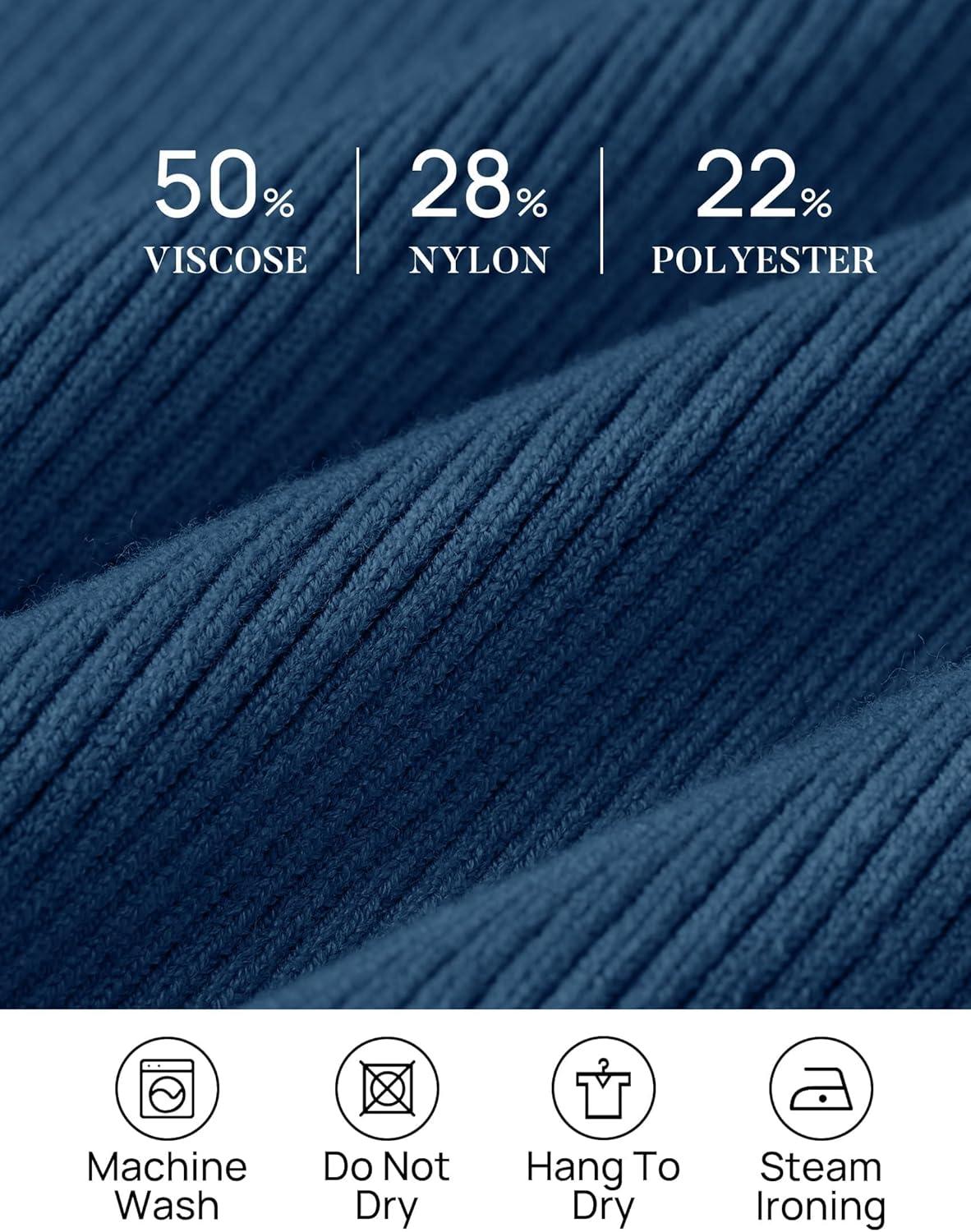 imageZESICA Womens Turtleneck Long Sleeve Shirts 2025 Fall Trendy Tops Slim Fitted Ribbed Knit Basic Casual SweaterNavy