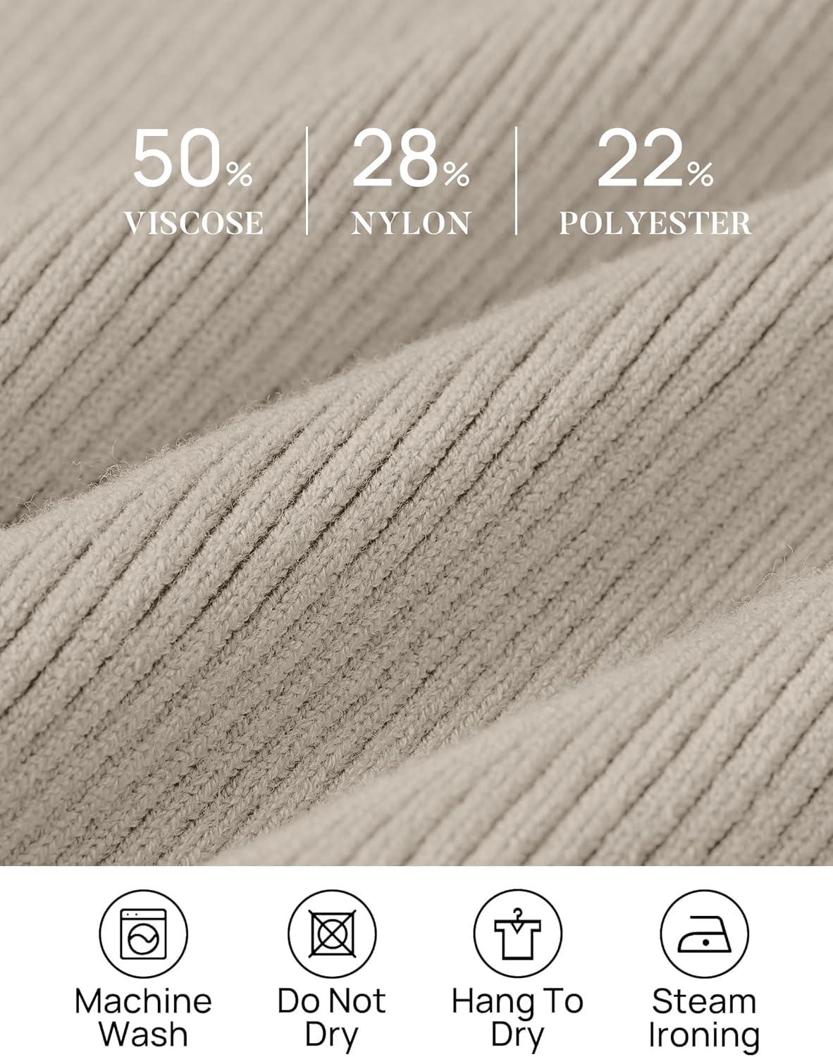 imageZESICA Womens Turtleneck Long Sleeve Shirts 2025 Fall Trendy Tops Slim Fitted Ribbed Knit Basic Casual SweaterOats