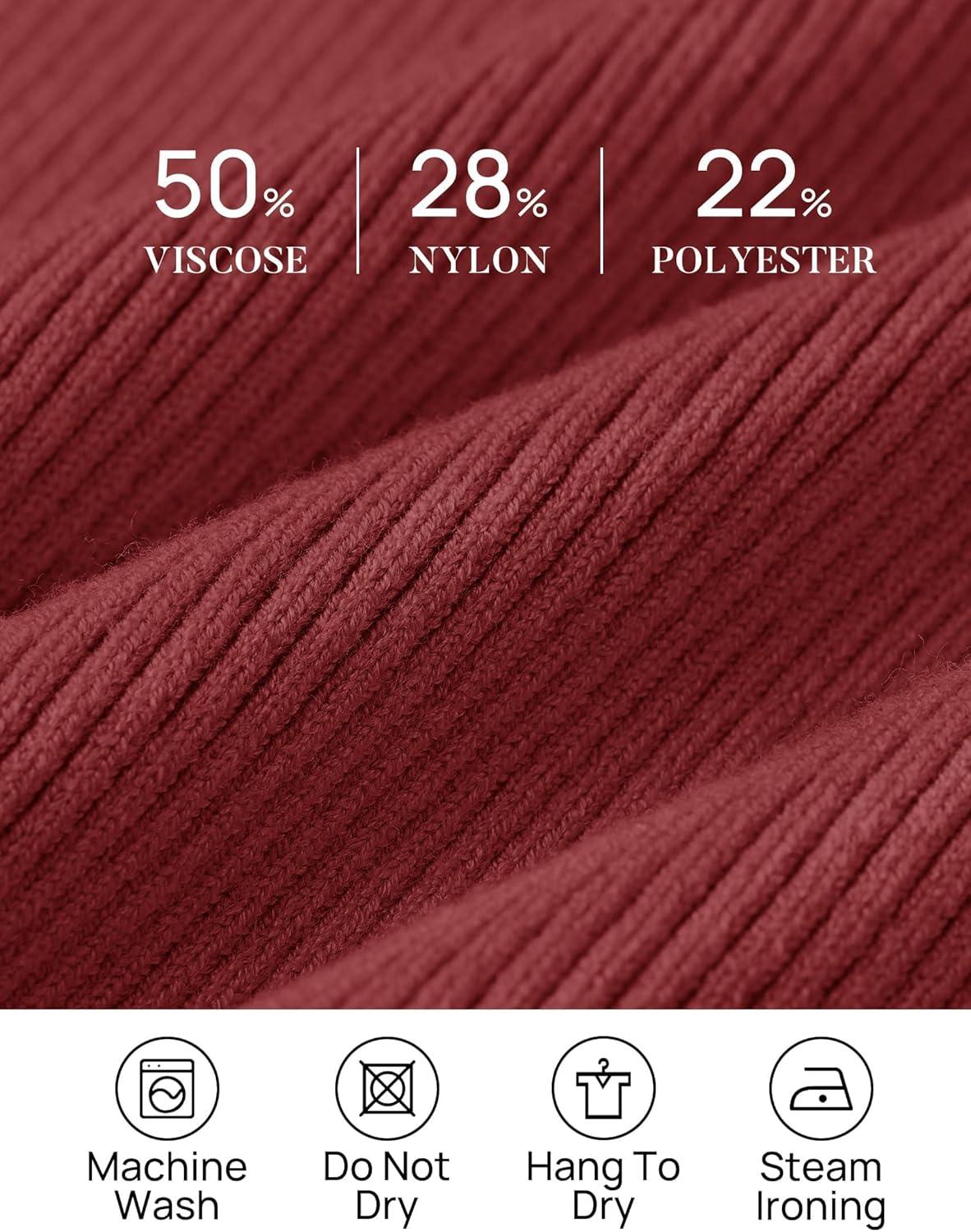 imageZESICA Womens Turtleneck Long Sleeve Shirts 2025 Fall Trendy Tops Slim Fitted Ribbed Knit Basic Casual SweaterWine