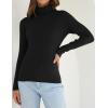imageZESICA Womens Turtleneck Long Sleeve Shirts 2025 Fall Trendy Tops Slim Fitted Ribbed Knit Basic Casual SweaterBlack