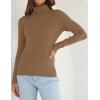 imageZESICA Womens Turtleneck Long Sleeve Shirts 2025 Fall Trendy Tops Slim Fitted Ribbed Knit Basic Casual SweaterBrown