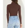 imageZESICA Womens Turtleneck Long Sleeve Shirts 2025 Fall Trendy Tops Slim Fitted Ribbed Knit Basic Casual SweaterCoffee