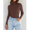 imageZESICA Womens Turtleneck Long Sleeve Shirts 2025 Fall Trendy Tops Slim Fitted Ribbed Knit Basic Casual SweaterCoffee