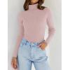 imageZESICA Womens Turtleneck Long Sleeve Shirts 2025 Fall Trendy Tops Slim Fitted Ribbed Knit Basic Casual SweaterDustypink