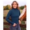 imageZESICA Womens Turtleneck Long Sleeve Shirts 2025 Fall Trendy Tops Slim Fitted Ribbed Knit Basic Casual SweaterNavy