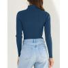 imageZESICA Womens Turtleneck Long Sleeve Shirts 2025 Fall Trendy Tops Slim Fitted Ribbed Knit Basic Casual SweaterNavy