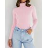 imageZESICA Womens Turtleneck Long Sleeve Shirts 2025 Fall Trendy Tops Slim Fitted Ribbed Knit Basic Casual SweaterPink