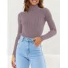 imageZESICA Womens Turtleneck Long Sleeve Shirts 2025 Fall Trendy Tops Slim Fitted Ribbed Knit Basic Casual SweaterTaro