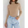 imageZESICA Womens Turtleneck Long Sleeve Shirts 2025 Fall Trendy Tops Slim Fitted Ribbed Knit Basic Casual SweaterToffee