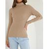 imageZESICA Womens Turtleneck Long Sleeve Shirts 2025 Fall Trendy Tops Slim Fitted Ribbed Knit Basic Casual SweaterToffee