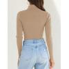 imageZESICA Womens Turtleneck Long Sleeve Shirts 2025 Fall Trendy Tops Slim Fitted Ribbed Knit Basic Casual SweaterToffee