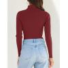 imageZESICA Womens Turtleneck Long Sleeve Shirts 2025 Fall Trendy Tops Slim Fitted Ribbed Knit Basic Casual SweaterWine