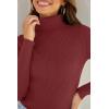 imageZESICA Womens Turtleneck Long Sleeve Shirts 2025 Fall Trendy Tops Slim Fitted Ribbed Knit Basic Casual SweaterWine