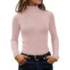 imageZESICA Womens Turtleneck Long Sleeve Shirts 2025 Fall Trendy Tops Slim Fitted Ribbed Knit Basic Casual SweaterDustypink