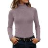 imageZESICA Womens Turtleneck Long Sleeve Shirts 2025 Fall Trendy Tops Slim Fitted Ribbed Knit Basic Casual SweaterTaro