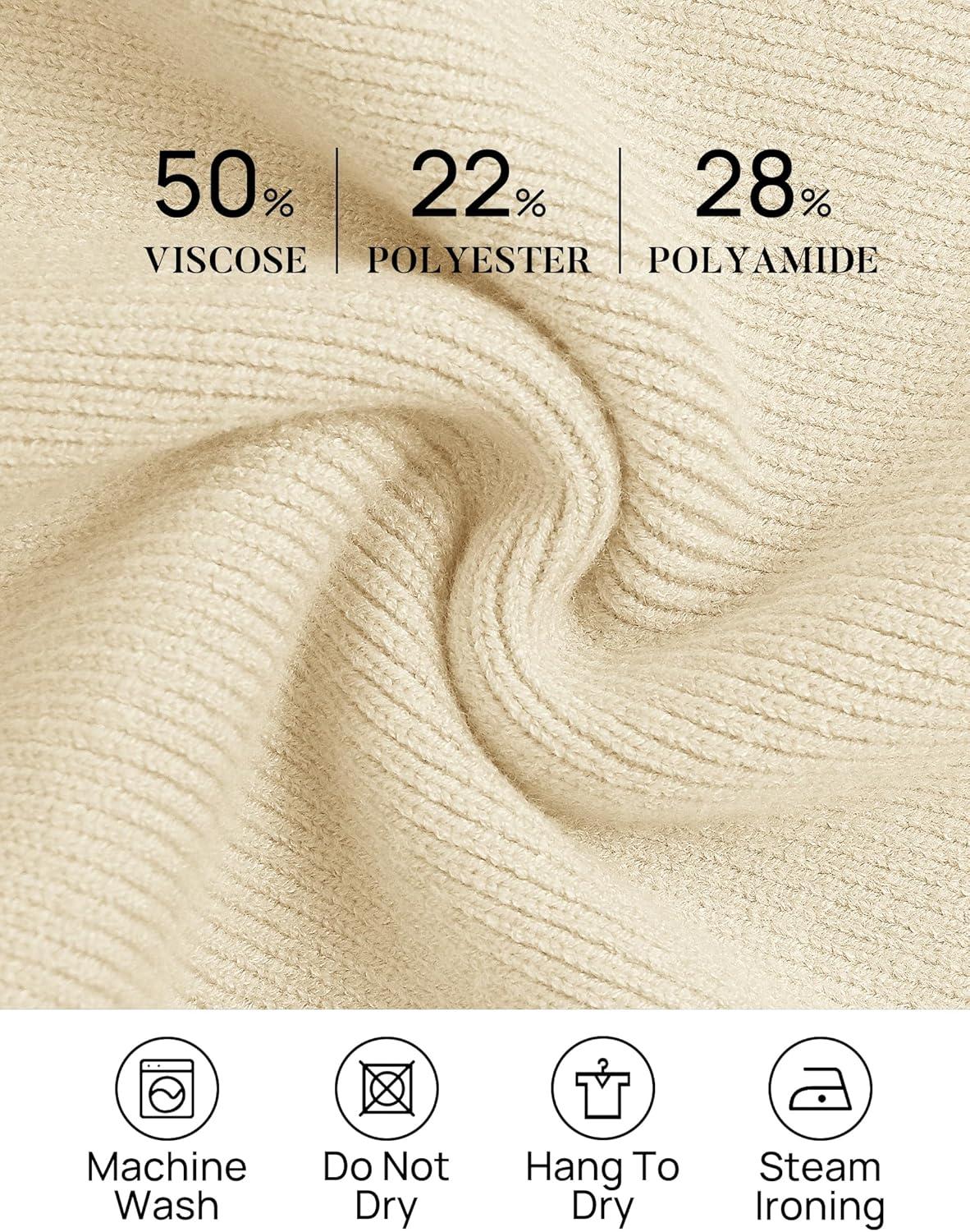 imageZESICA Womens Fall 2025 Oversized Sweaters Long Sleeve Color Block Mock Neck Side Slit Comfy Loose Knitted Pullover TopsApricot