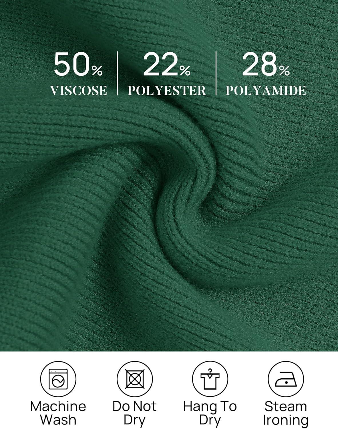 imageZESICA Womens Fall 2025 Oversized Sweaters Long Sleeve Color Block Mock Neck Side Slit Comfy Loose Knitted Pullover TopsDark Green