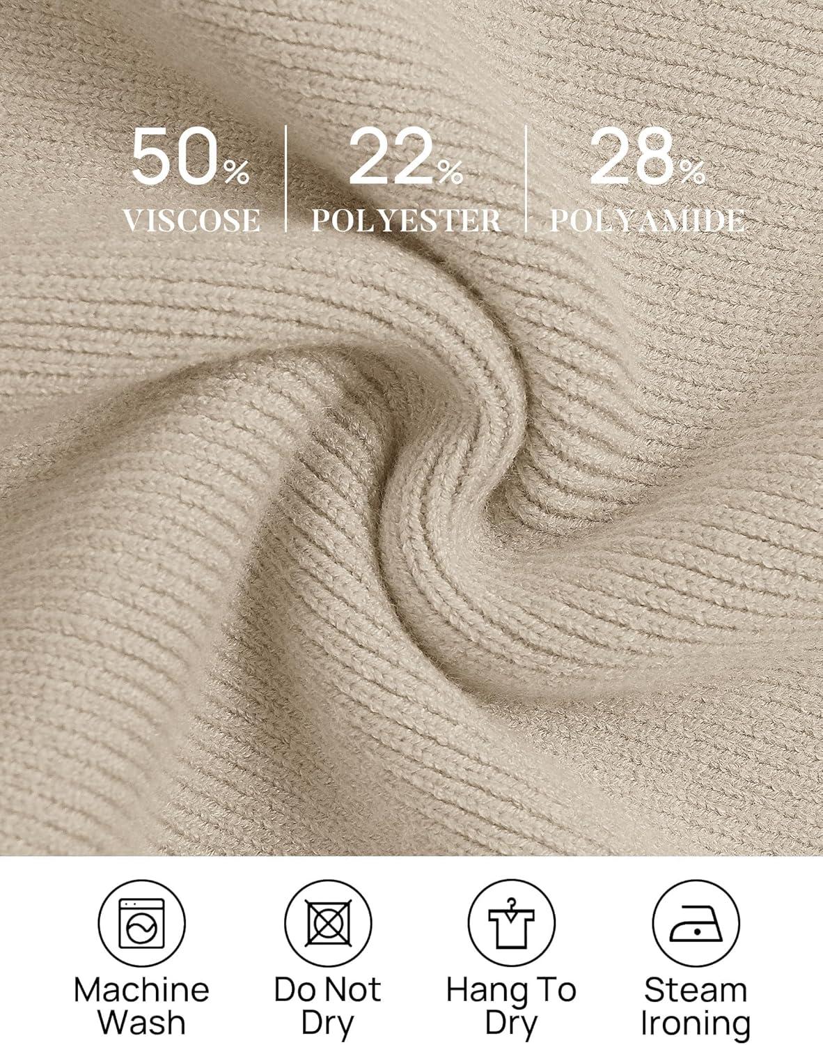 imageZESICA Womens Fall 2025 Oversized Sweaters Long Sleeve Color Block Mock Neck Side Slit Comfy Loose Knitted Pullover TopsOatmeal