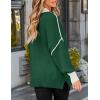 imageZESICA Womens Fall 2025 Oversized Sweaters Long Sleeve Color Block Mock Neck Side Slit Comfy Loose Knitted Pullover TopsDark Green