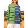 imageZESICA Womens Fall 2025 Oversized Sweaters Long Sleeve Color Block Mock Neck Side Slit Comfy Loose Knitted Pullover TopsGrass Green
