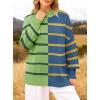 imageZESICA Womens Fall 2025 Oversized Sweaters Long Sleeve Color Block Mock Neck Side Slit Comfy Loose Knitted Pullover TopsGrass Green