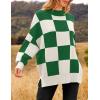 imageZESICA Womens Fall 2025 Oversized Sweaters Long Sleeve Color Block Mock Neck Side Slit Comfy Loose Knitted Pullover TopsGreen